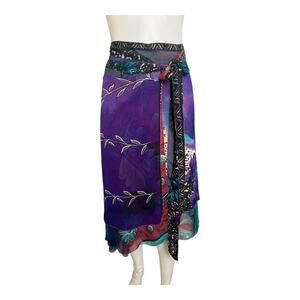 Iris Impressions Convertible Wrap Skirt Purple/Blue Women's M Bohemian Summer